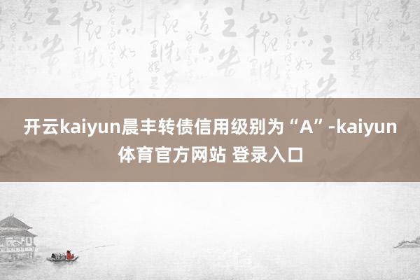 开云kaiyun晨丰转债信用级别为“A”-kaiyun体育官方网站 登录入口