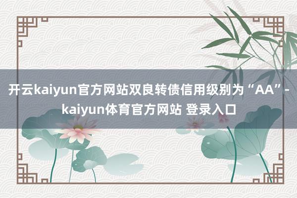 开云kaiyun官方网站双良转债信用级别为“AA”-kaiyun体育官方网站 登录入口