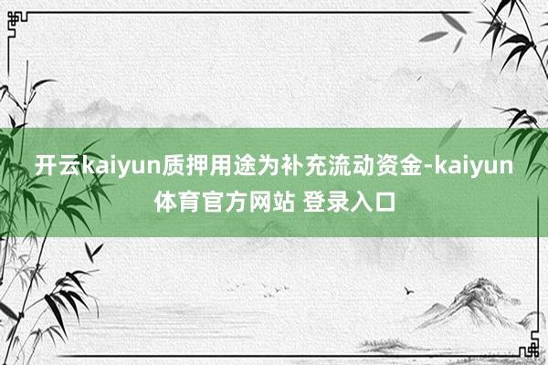开云kaiyun质押用途为补充流动资金-kaiyun体育官方网站 登录入口