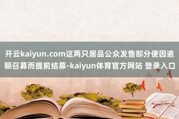 开云kaiyun.com这两只居品公众发售部分便因逾额召募而提前结募-kaiyun体育官方网站 登录入口
